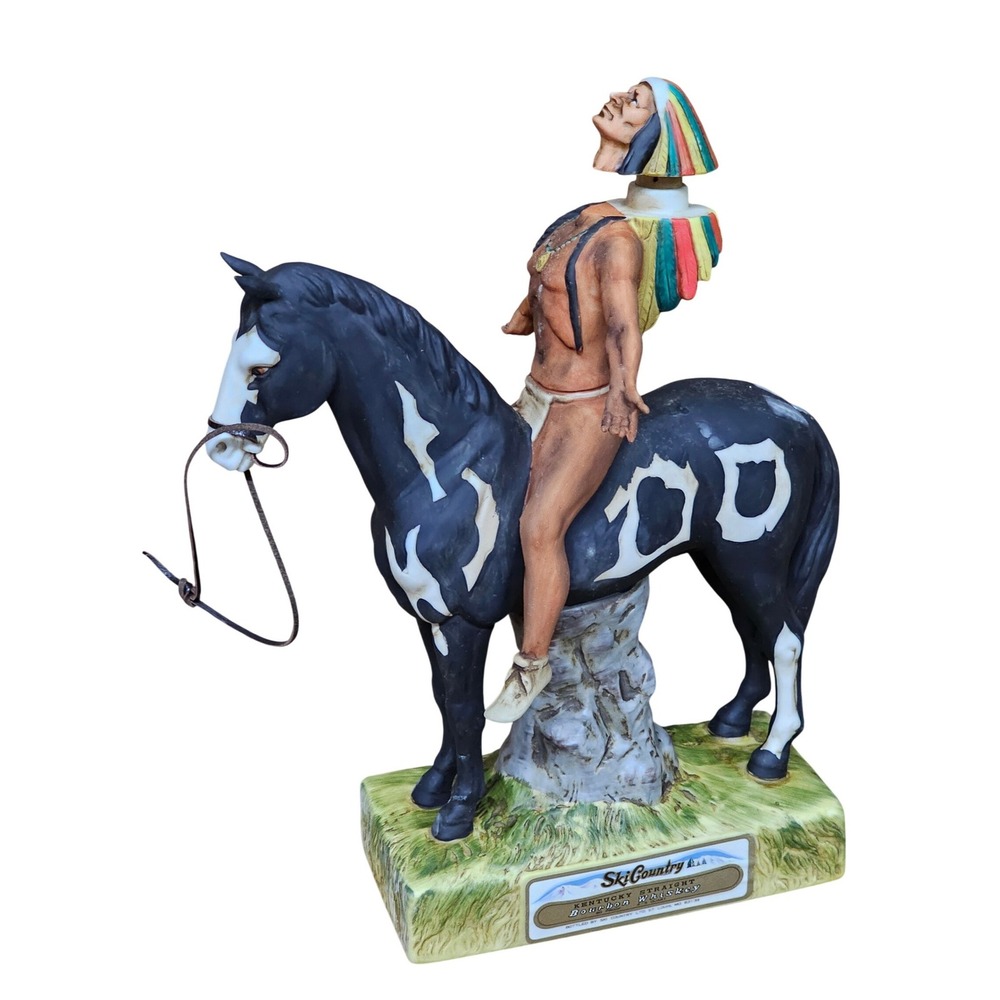 Ski Country Whiskey Decanter Ceramic Painted The Great Spirit Horse Full Size